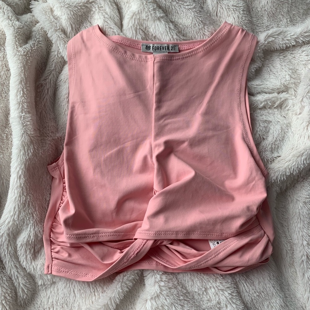 pink f21 workout top